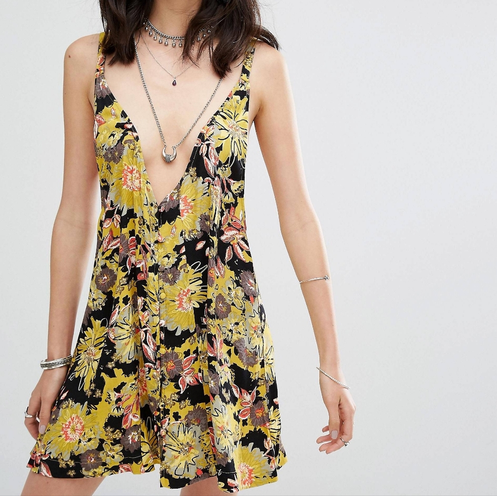 Free People Jump and Jive‎ Yellow Floral Playsuit